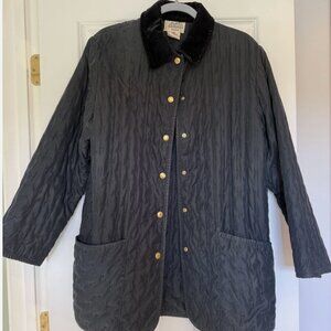 Hermes Quilted Black Jacket Womens Medium-Large Velvet Collar Size 36 Unisex